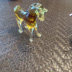 Amber Blown Art Glass Horse 4.5" Tall Collectible Figurine Paperweight