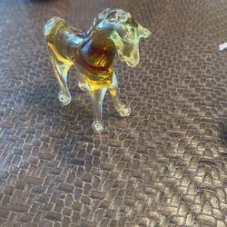 Amber Blown Art Glass Horse 4.5" Tall Collectible Figurine Paperweight