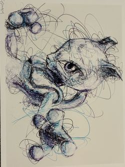 Mewtwo Artwork on Cardstock