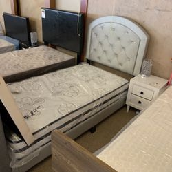 Silver Twin Bed Frame And Nightstand Set( Mattress Not Included) 