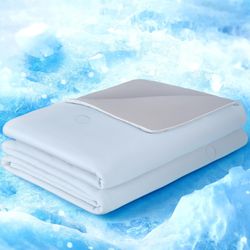 Cooling Comforter Twin/Twin XL Size Cool-Touch Design on Both Sides Soft Breathable Lightweight Blanket for Night Sweats Hot Sleeper（ Blue 68" x90”）