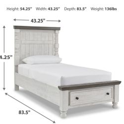 Twin Bed Frame with Storage - Solid Wood - $223