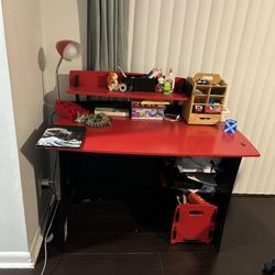 Kids Red/black Desk, And Chair Combo