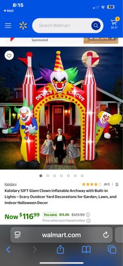 Kalolary 12FT Giant Clown Inflatable Archway with Lights