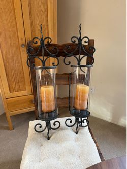 2 Wrought Iron Candle Wall Sconces