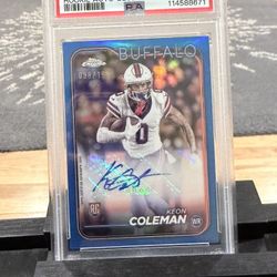 Topps 2024 Chrome Autograph Keon Coleman Blue Refractor PSA 10 RA-KCO /150