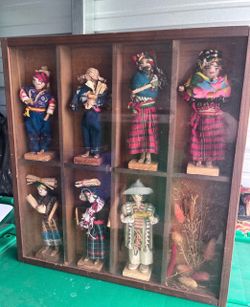 Vintage Framed International Folk Dolls Collection