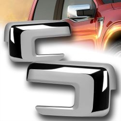 For 2021-2023 Ford F150 Chrome Side Mirror Covers Overlays W/ Turn Signal Hole -(2-MC-2174