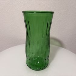 Vintage Green Glass Flower Vase
