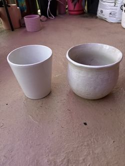 Two White Planter Pots