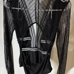 Lulu’s Sexy Black XS Mesh & Elastic Bodysuit*NWT*