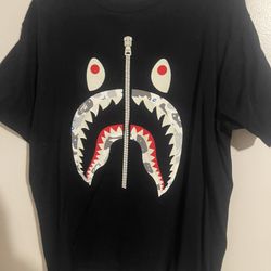 BAPE Space Camo Shark Tee in black. 