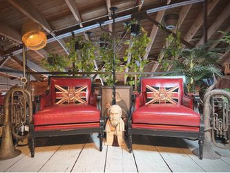 Beautiful Vintage Oxblood Leather Plantation Lounge Chairs great shape!