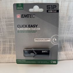 Emtec Dexxon B110 Click Easy 512GB USB 3.2 Flash Drive Black Capless 20mb/s