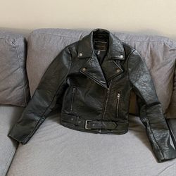 Victoria's Secret Moto Pebbled Leather Jacket XSmall 