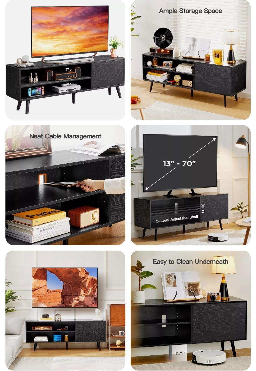 58 Vintage TV stand, which can hold a TV under 70 inches, can also be used as a storage locker