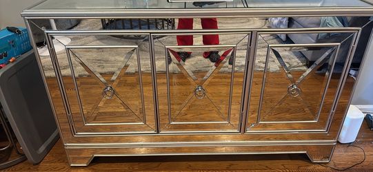 3 Door mirrored side board credenza