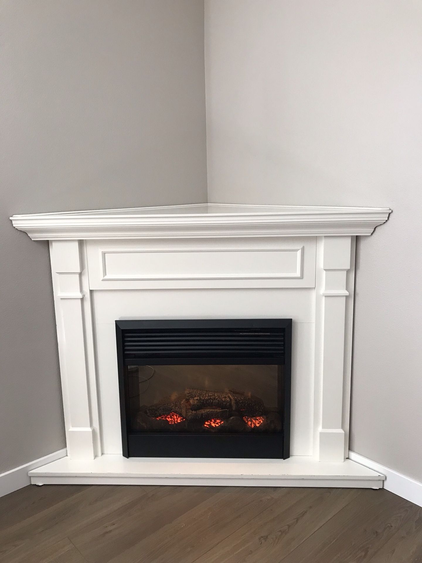 Electric Corner Fireplace Heater and Mantel