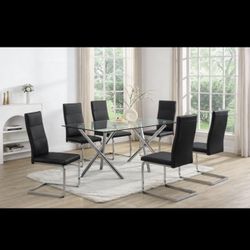 💎 ✨ Modern Glass Dining Table Set with 6 Chairs 🍽️
