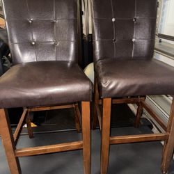 High Top Brown Leather Chairs