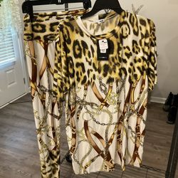 Fashion Nova Leopard and Chain Print Set