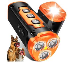 1-Touch Dog Bark Deterrent Devices with 3 Sonic Heads,Portable 50ft Range Anti Barking Device for Dogs,Rechargeable & Safe Dog Training Tool with Flas