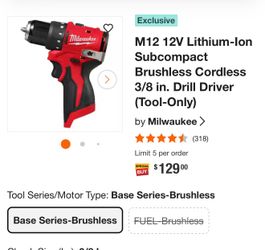 Milwaukee Subcompact M12 Drill