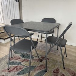2 Folding Card Tables & Chairs Sets (8 Chairs Total) – Padded Top, Gray