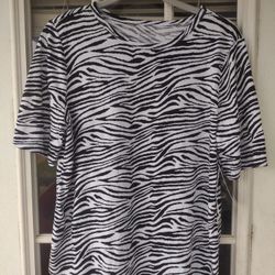 Westbound Women's M Multicolor Animal Print Zebra Casual T-Shirt 