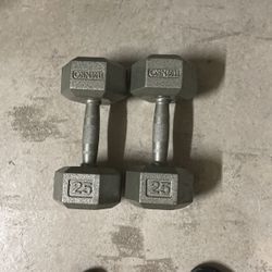 A  Set Of  25 lb Ivanko Dumbbells 