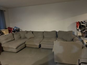 Feather Filled Grey Sectional Couch
