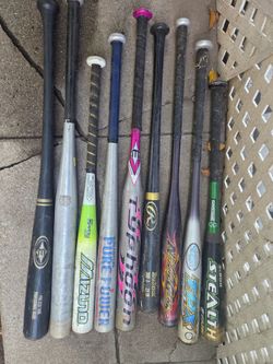 Lot of 9 Youth Baseball & Softball Bats – Easton, Rawlings, Mizuno, TPX used sold AS IS ( please read description)