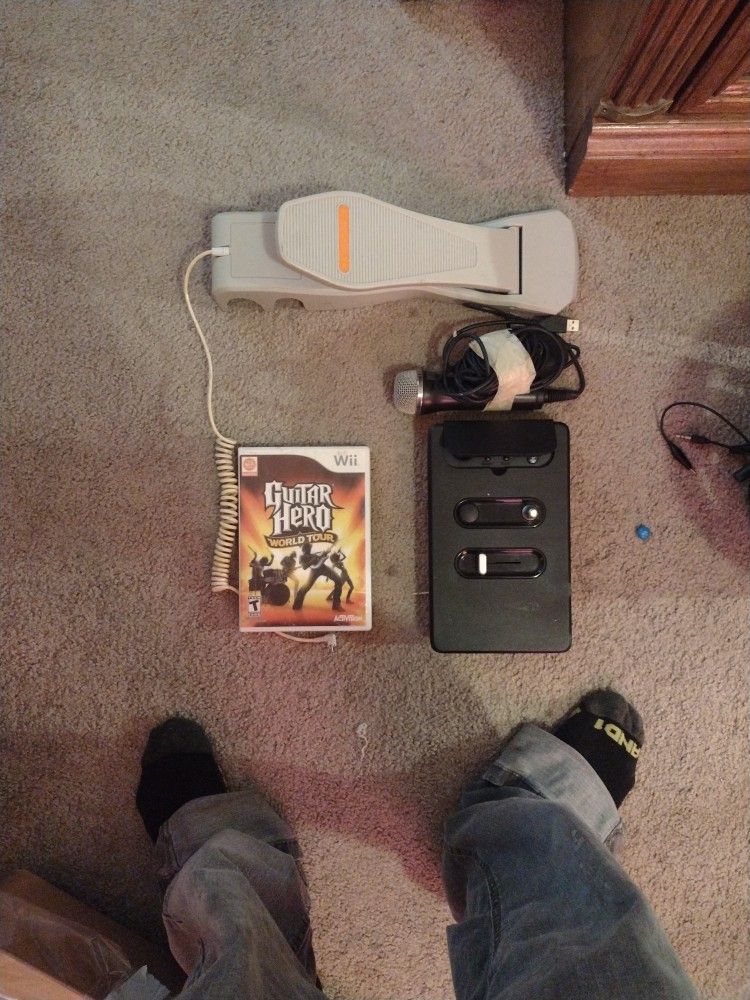 guitar hero microphone and instruments