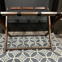 Wood And Canvas Luggage Rack,/ Rest