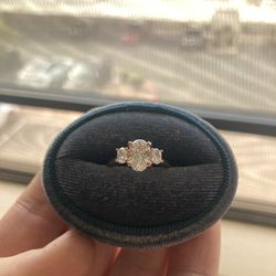 Three Stone Oval Rose Gold Engagement Ring