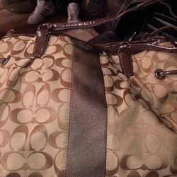 Coach Signature Drawstring Carryall Purse Authentic 