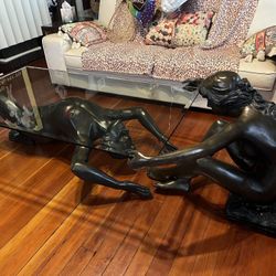 Bronze and Glass Coffee Table Signed By C. Conndray 