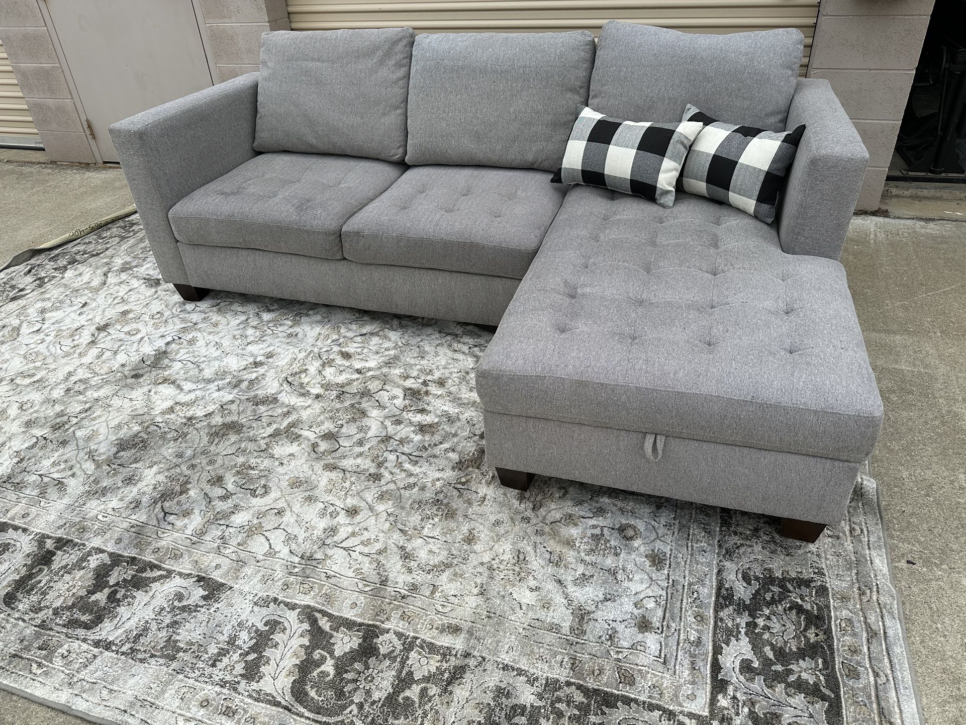 Gray L Sectional Sofa Couch