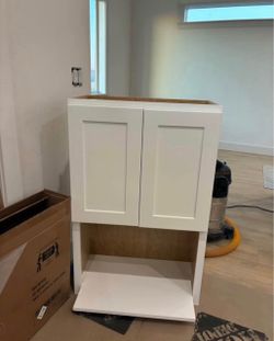 White wall microwave cabinet