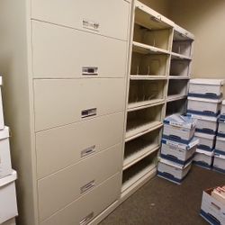 Lateral file cabinets with lock. Dimensions: 17"D x 75.5"H x 36"W