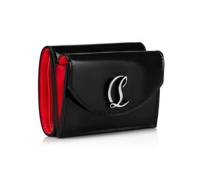 NIB Christian Louboutin Loubi54 Ruby Patent Leather Trifold Wallet Black/Red