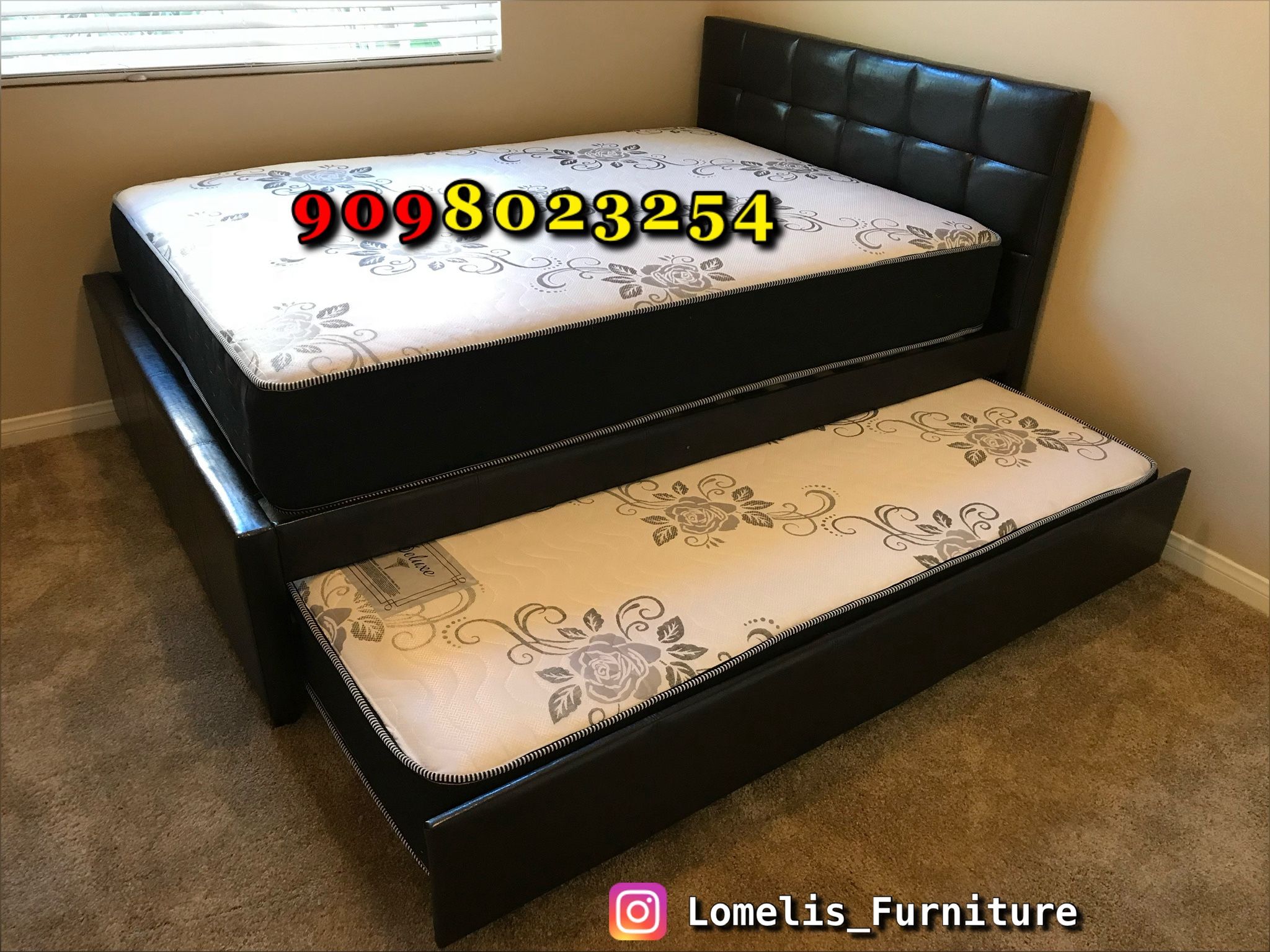 Full/Twin Expresso Trundle Beds w. Orthopedic Mattresses Included