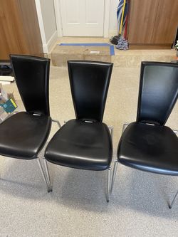 3 Chairs  Black leather 