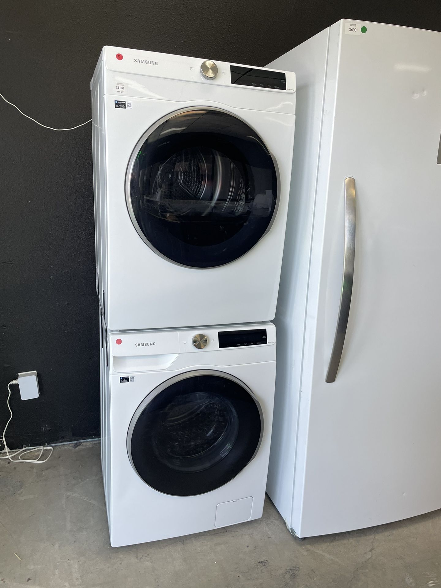 Samsung 24” Front Load Washer And Electric Dryer Set In White - Apt Size