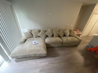 BEIGE BRAND NEW CORDUROY SECTIONAL SAME DAY DELIVERY 