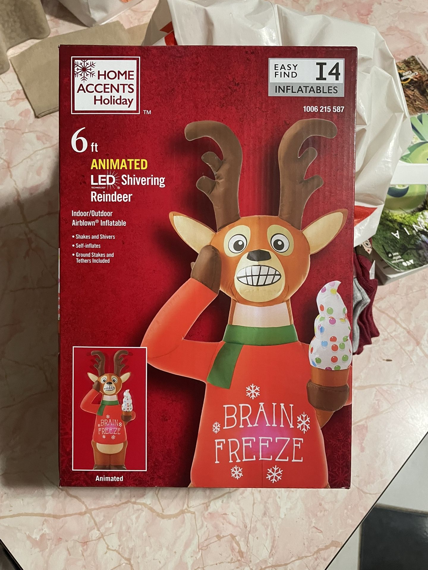 6 Foot Shivering Reindeer Inflatable Christmas Decoration