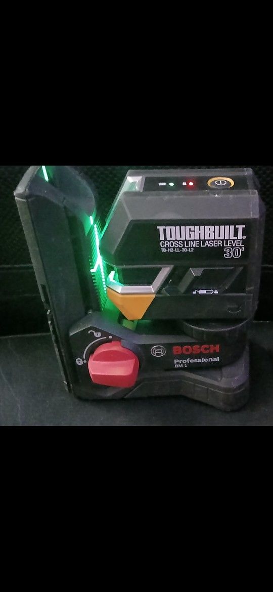 Tough Built Cross Line Laser Level And Bosch Professional Laser Level Bracket $75