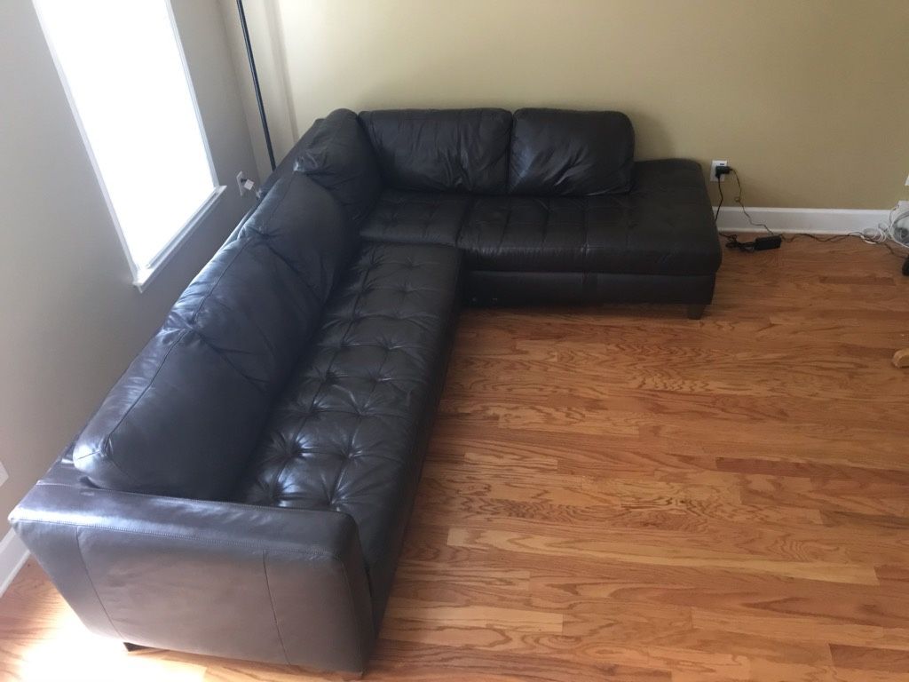 Leather sectional couch