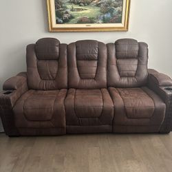 Microsuede Reclining Sofa and Recliner 