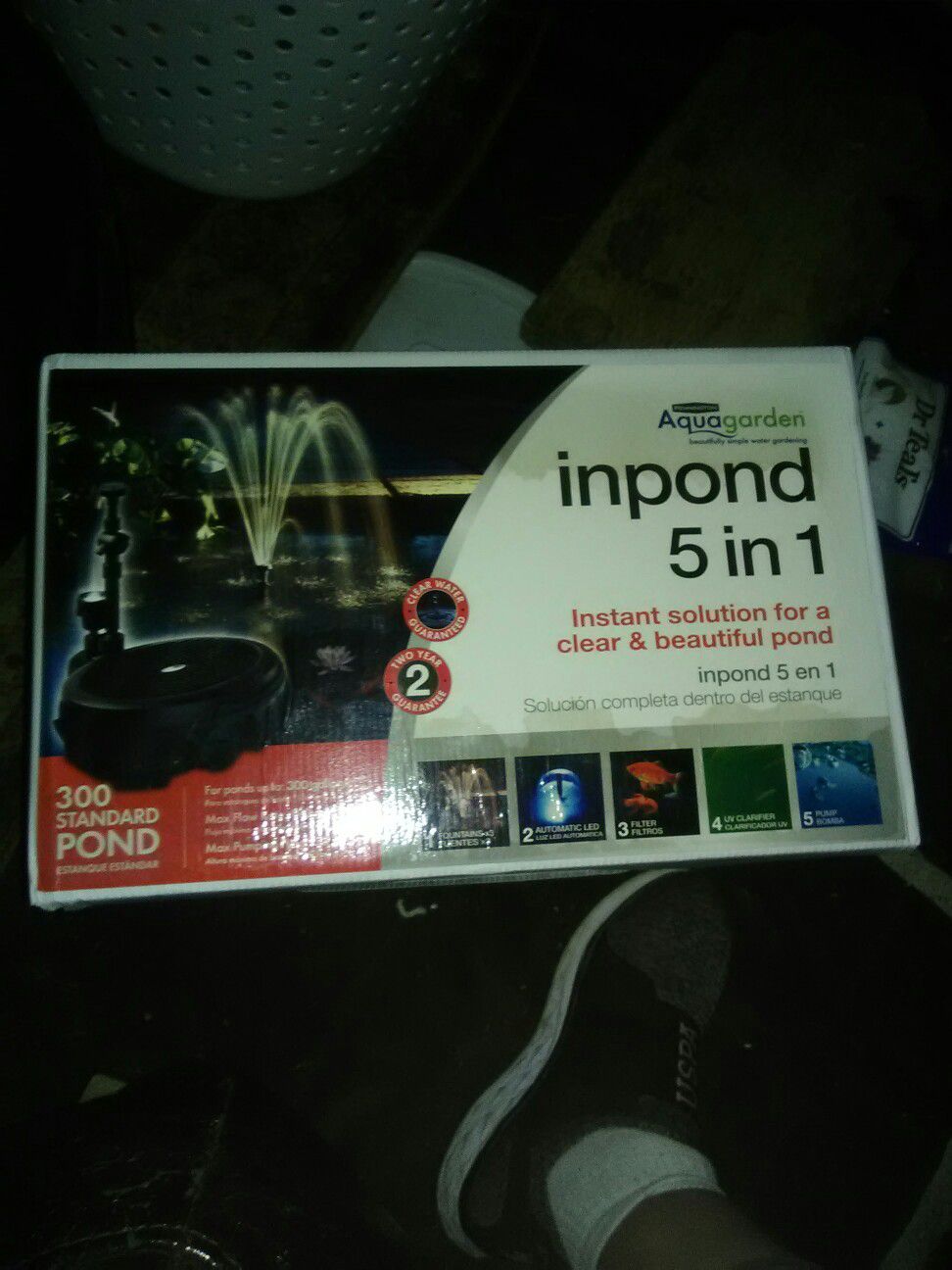 INPOND 5 IN 1 FILTER, PUMP, FOUNTAIN, LED, UV CLARIFIER. Aquagarden. NEW IN BOX!
